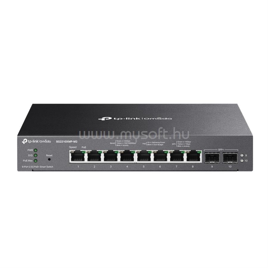 TP-LINK SG2210XMP-M2 Switch 8x2500Mbps(8xPOE+) + 2x10G SFP+, menedzselhető