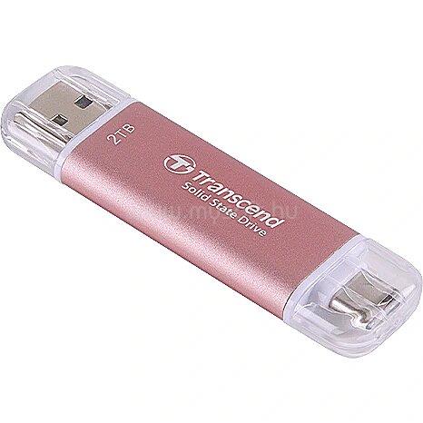 TRANSCEND SSD 2TB USB-A USB TYPE C ESD310P (rózsaszín)