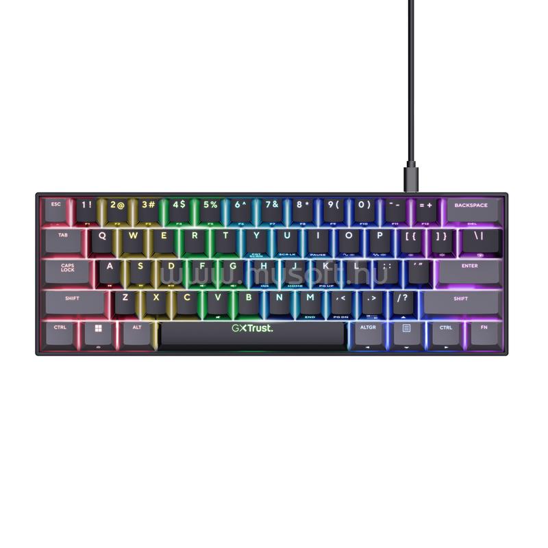 TRUST GXT867 Acira mechanikus Outemu Red switch RGB LED gamer vezetékes billentyűzet angol lokalizáció (fekete)