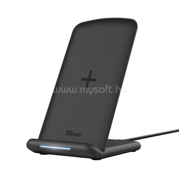 TRUST Telefon töltő Vezeték nélküli - Primo10 Fast-Charging Stand (10W; fekete; Qi szabvány)