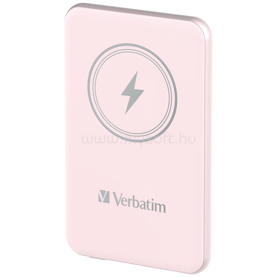 VERBATIM Charge n Go Power Bank 5000mAh Magnetic Wireless Charging - Pink