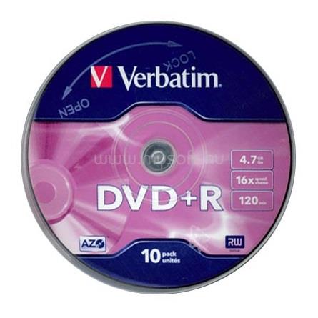 VERBATIM DVD+R írható DVD lemez 4,7GB 10db hengeres