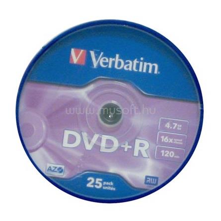 VERBATIM DVD+R írható DVD lemez 4,7GB 25db hengeres