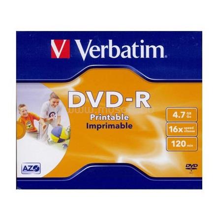 VERBATIM DVD-R írható DVD lemez 4,7GB matt nyomtatható normál tok