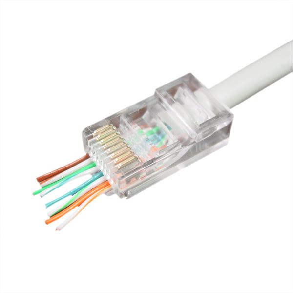 VEZ RJ45 Cat5 átfűzhető csatlakozó UTP kábelre, 8P8C - 100db/csomag