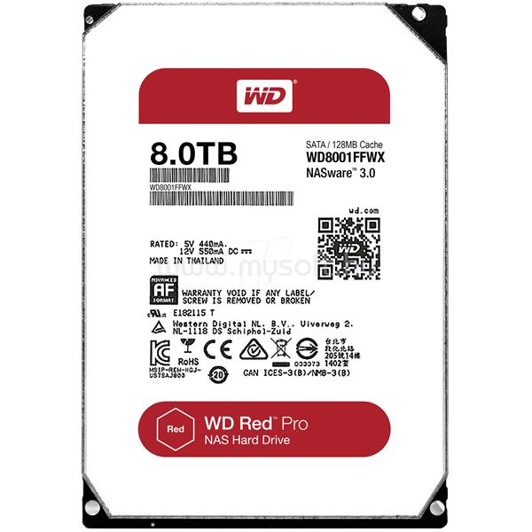 WESTERN DIGITAL HDD 8TB 3.5" SATA 7200RPM 128MB RED PRO NAS