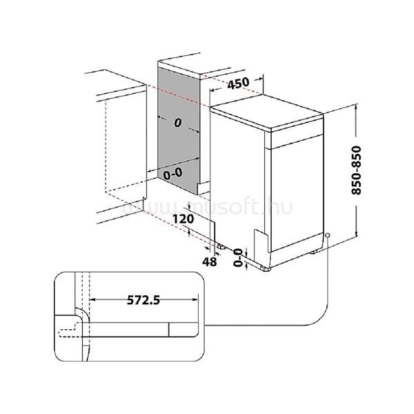 WHIRLPOOL WSBC 3M27 X keskeny 10 terítékes inox mosogatógép