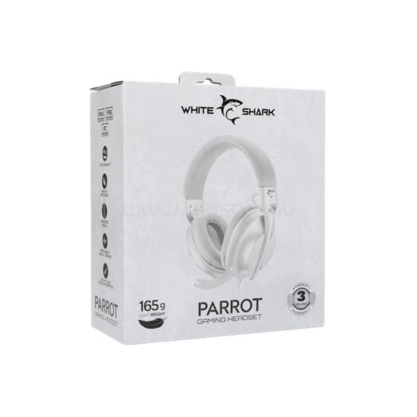 WHITE SHARK PARROT-W/G, GH-2440W/G vezetékes gamer headset (fehér/szürke)